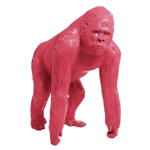 Statue Gorille Poing Animaux Resine - 130cm - Rose Fushia