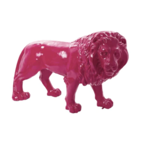 Statue Lion Animaux Resine - 190cm - Rose Fushia