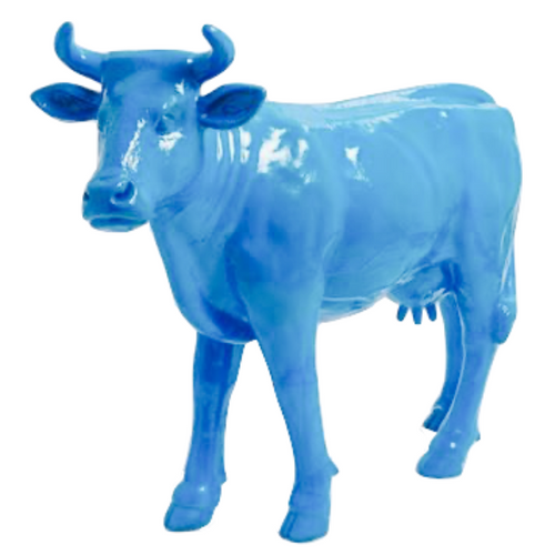 Statue Vache Animaux Resine - 140cm - Bleu Ciel