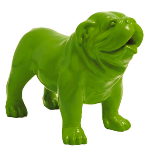 Statue Résine Bouledogue Anglais - 30cm - Couleur Vert Pomme