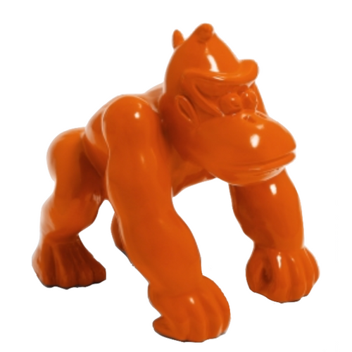 Statue Gorille Poing Animaux Resine - 40cm - Orange