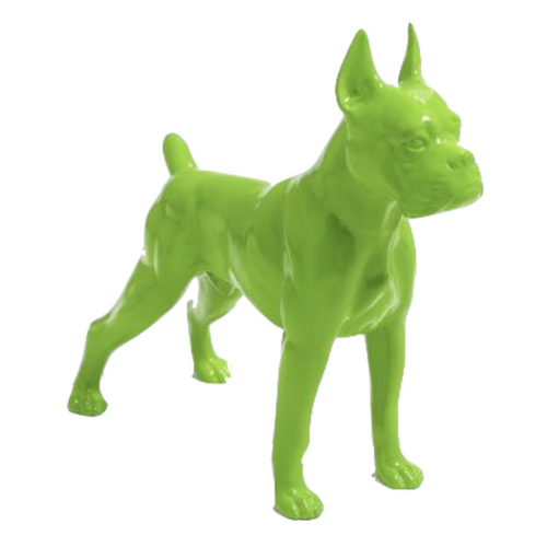 Statue Résine Chien Boxer - 50cm - Finition Vert Pomme