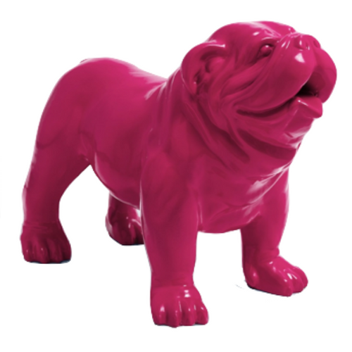 Statue Résine Bouledogue Anglais 60cm - Fuchsia Élégant