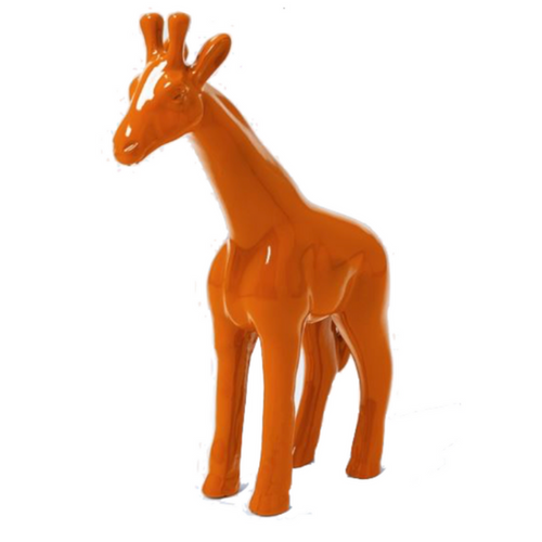 Statue de Girafe en Résine - 110cm - Couleur Orange Éclatante