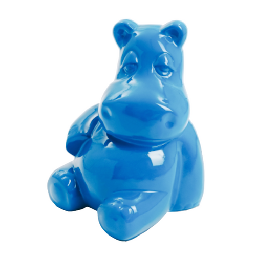 Statue d'Hippopotame en Résine - 25cm - Couleur Bleu Ciel