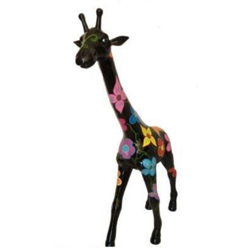 Statue Girafe Animaux Resine - 150cm - Noir Fleurs