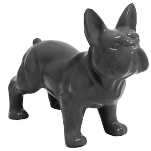 Statue Résine Chien Bouledogue Français - 45cm - Couleur Gris Élégant