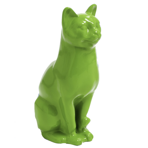 Statue Chat Animaux Resine - 40cm - Vert Pomme