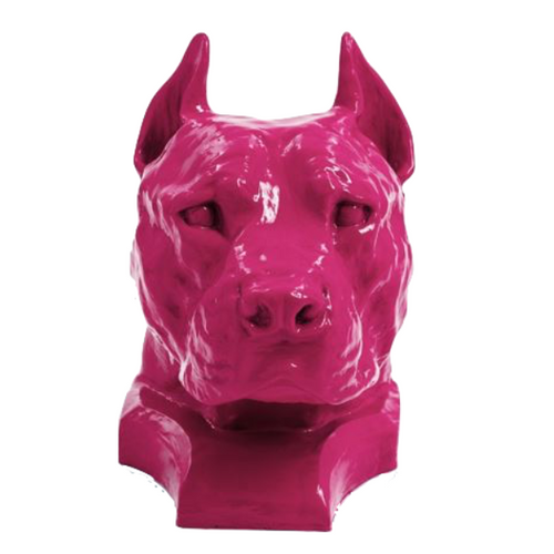 Statue Résine Chien Staff Bull - 35 cm - Fuchsia Éclatante