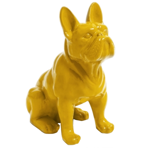 Sculpture Résine Chien Bouledogue Français - 30 cm - Couleur Jaune