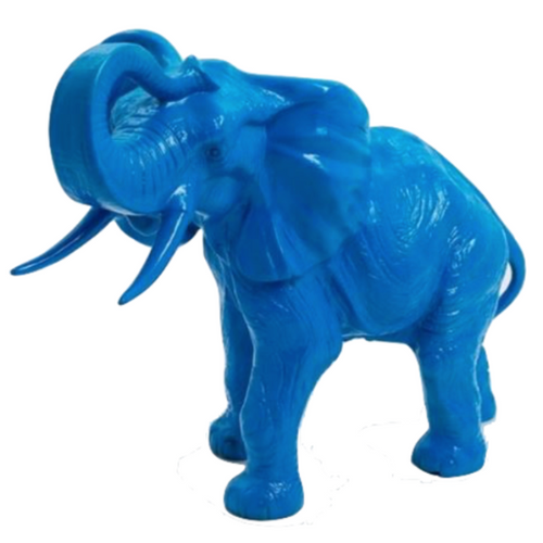 Statue d'Éléphant en Résine - 90 cm - Couleur Bleue