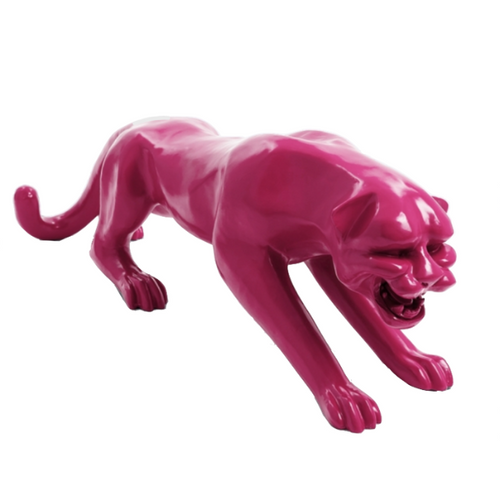 Statue de Panthère en Résine - 110 cm - Fuchsia Éclatant