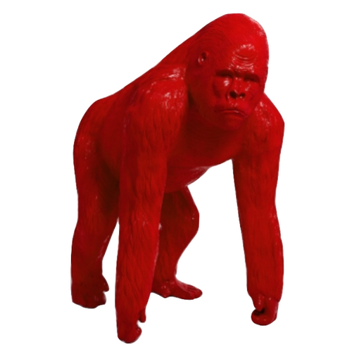 Statue Gorille Poing Animaux Resine - 130cm - Rouge