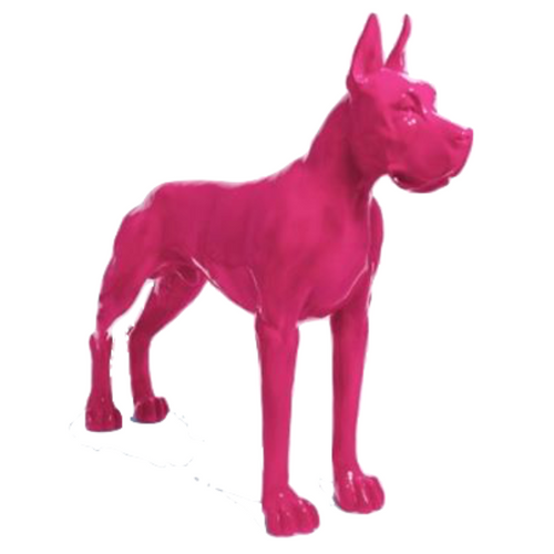 Statue de Chien Dogue Allemand en Résine - 120cm - Fuchsia Élégante