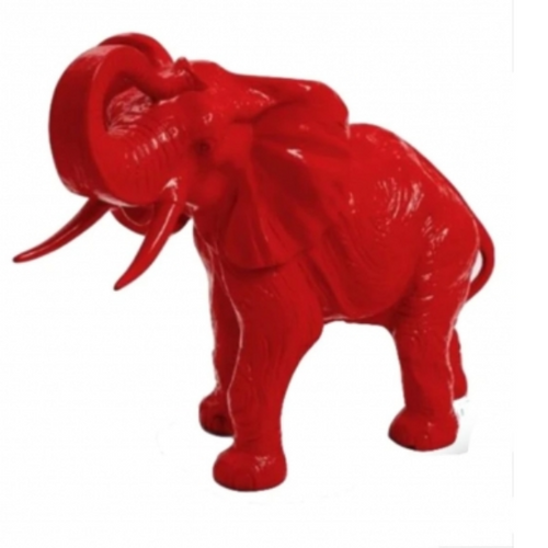 Statue d'Éléphant en Résine - 90 cm - Couleur Rouge Exotique