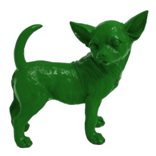 Statue Chien Chihuahua Animaux Resine - 30cm - Vert