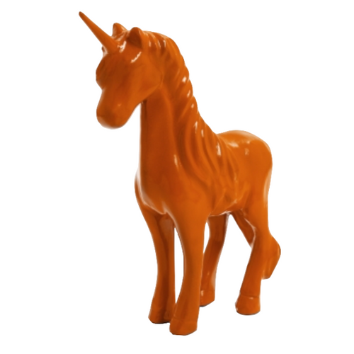 Statue Équestre Licorne en Résine - 50cm - Teinte Orange