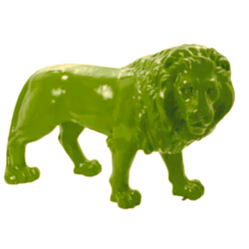 Statue Lion Animaux Resine - 35cm -  Vert Pomme