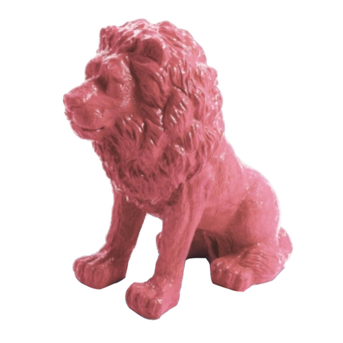 Statue Lion Animaux Resine - 65cm - Rose Clair