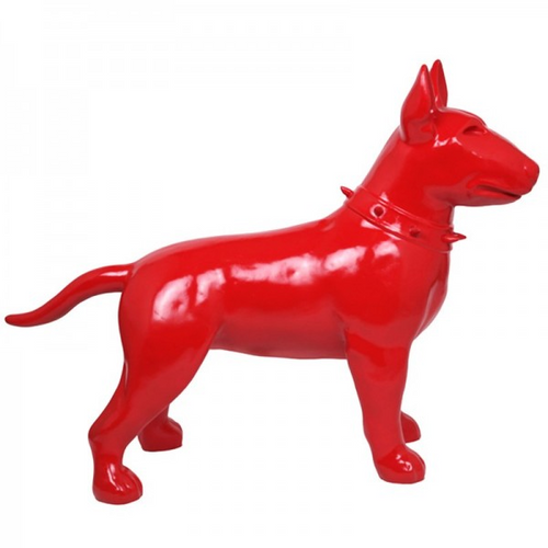 Statue Chien Bull Terrier Animaux Resine - 110cm - Rouge