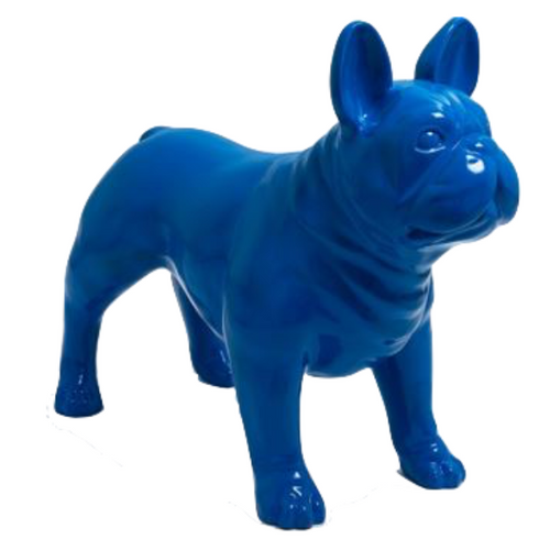 Statue Chien Bouledogue Francais Animaux Resine - 90cm - Bleu Nuit