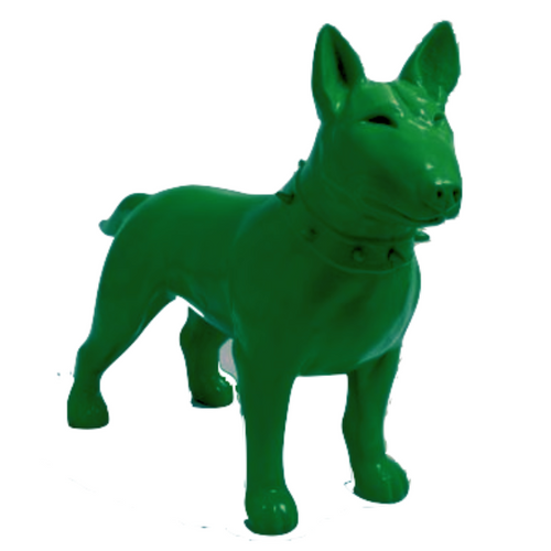 Statue Décorative de Bull Terrier en Résine - 110 cm - Couleur Verte