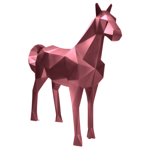 Statue Cheval Origami Animaux Resine - 210cm - Rose Clair