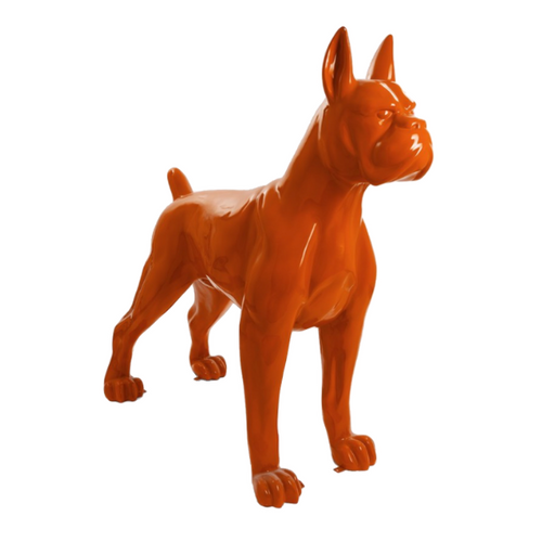 Statue Résine Chien Boxer - 110cm - Coloris Orange