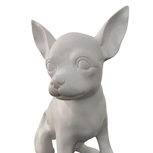 Statue Chien Chihuahua Animaux Resine - 40cm - Blanc