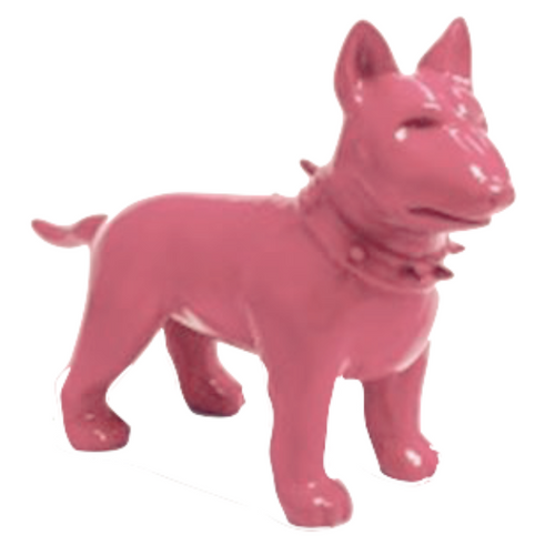 Statue Résine Chien Bull Terrier - 60 cm - Rose Pâle