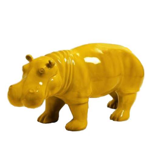 Statue d'Hippopotame en Résine - 95 cm - Couleur Jaune