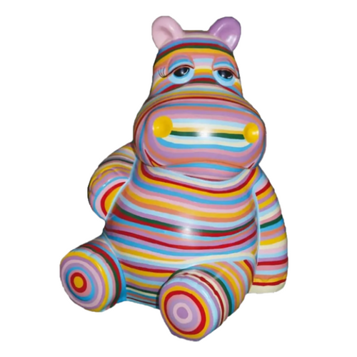 Statue Décorative d'Hippopotame en Résine - 100 cm - Édition Candy