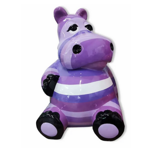 Statue Hippopotame Animaux Resine - 25cm - Tagada Violet