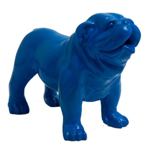 Statue Chien Bouledogue Anglais Animaux Resine - 30cm - Bleu