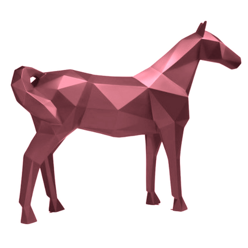 Statue Cheval Origami Animaux Resine - 210cm - Rose Clair