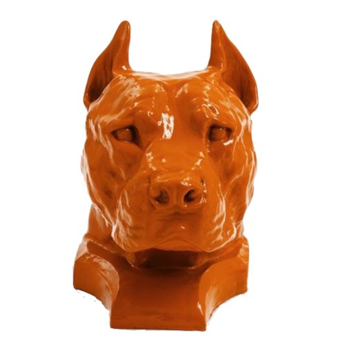 Statue Décorative Chien Staff Bull en Résine - 35cm - Couleur Orange