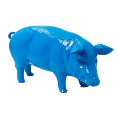 Statue Décorative de Cochon en Résine - 100 cm - Bleu Exotique