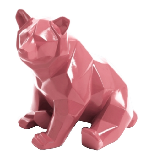 Statue d'Ours en Résine - 30 cm - Rose Pâle