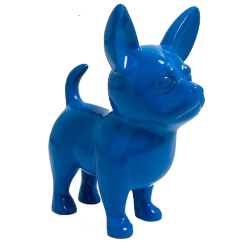 Statue Résine Chien Chihuahua - 170 cm - Bleu Nuit Élégant