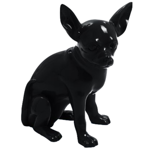 Statue Chien Chihuahua Animaux Resine - 40cm - Noir