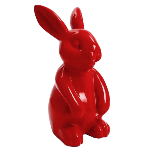 Statue de Lapin en Résine - 60 cm - Couleur Rouge Éblouissante