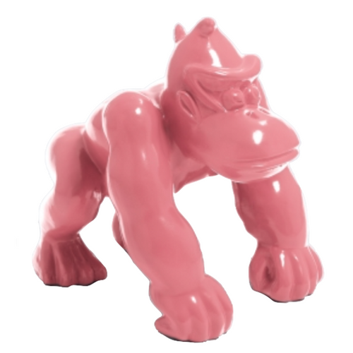 Statue Gorille Poing Animaux Resine - 70cm - Rose Clair