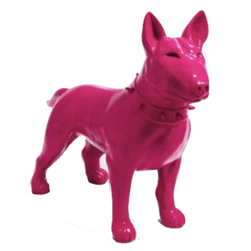 Statue Chien Bull Terrier Animaux Resine - 110cm - Rose Fushia