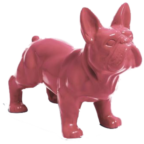 Statue Chien Bouledogue Francais Animaux Resine - 45cm - Rose Clair