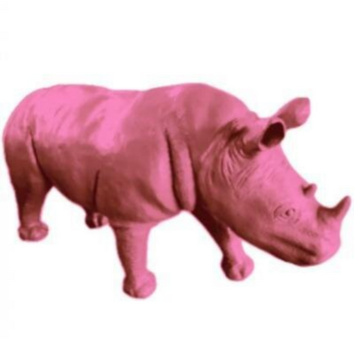 Statue Rhinoceros Animaux Resine - 140cm - Rose Clair