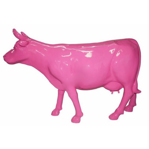 Statue Vache Animaux Resine - 225cm - Rose Clair