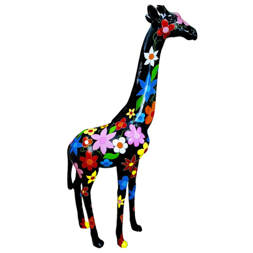 Statue Girafe Animaux Resine - 210cm - Noir Fleurs