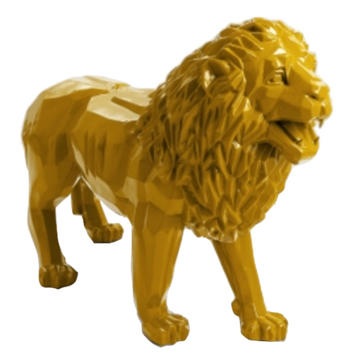 Statue Lion Animaux Resine Origami - 100cm - Jaune