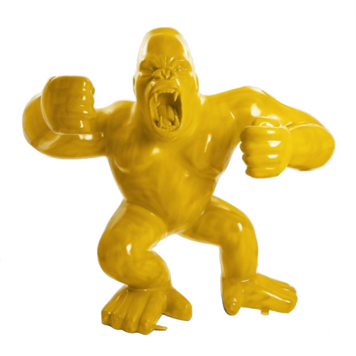 Statue Gorille Agressif Animaux Resine - 120cm - Jaune