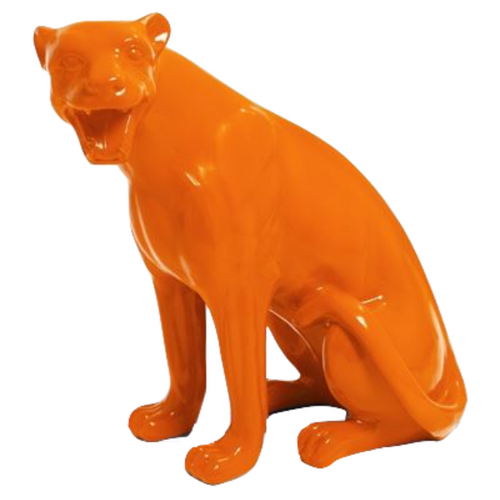 Statue Majestueuse de Panthère en Résine - 75 cm - Teinte Orange